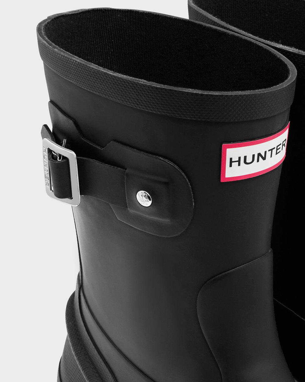 Mens Short Rain Boots - Hunter Original Moc Toe (74RTGVKQA) - Black